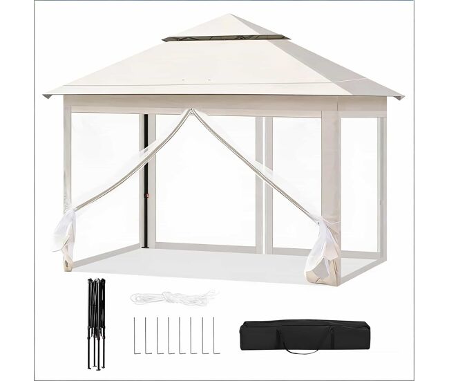 Gazebo 300x300 cm - portátil para jardín, patio y eventos al aire libre - beige