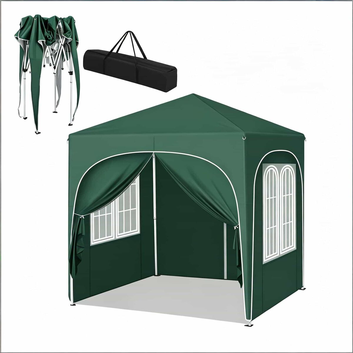 Gazebo de jardín 200x200cm - plegable, protección solar para eventos y fiestas - verde