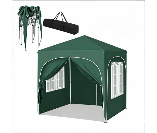 Gazebo de jardín 200x200cm - plegable, protección solar para eventos y fiestas - verde