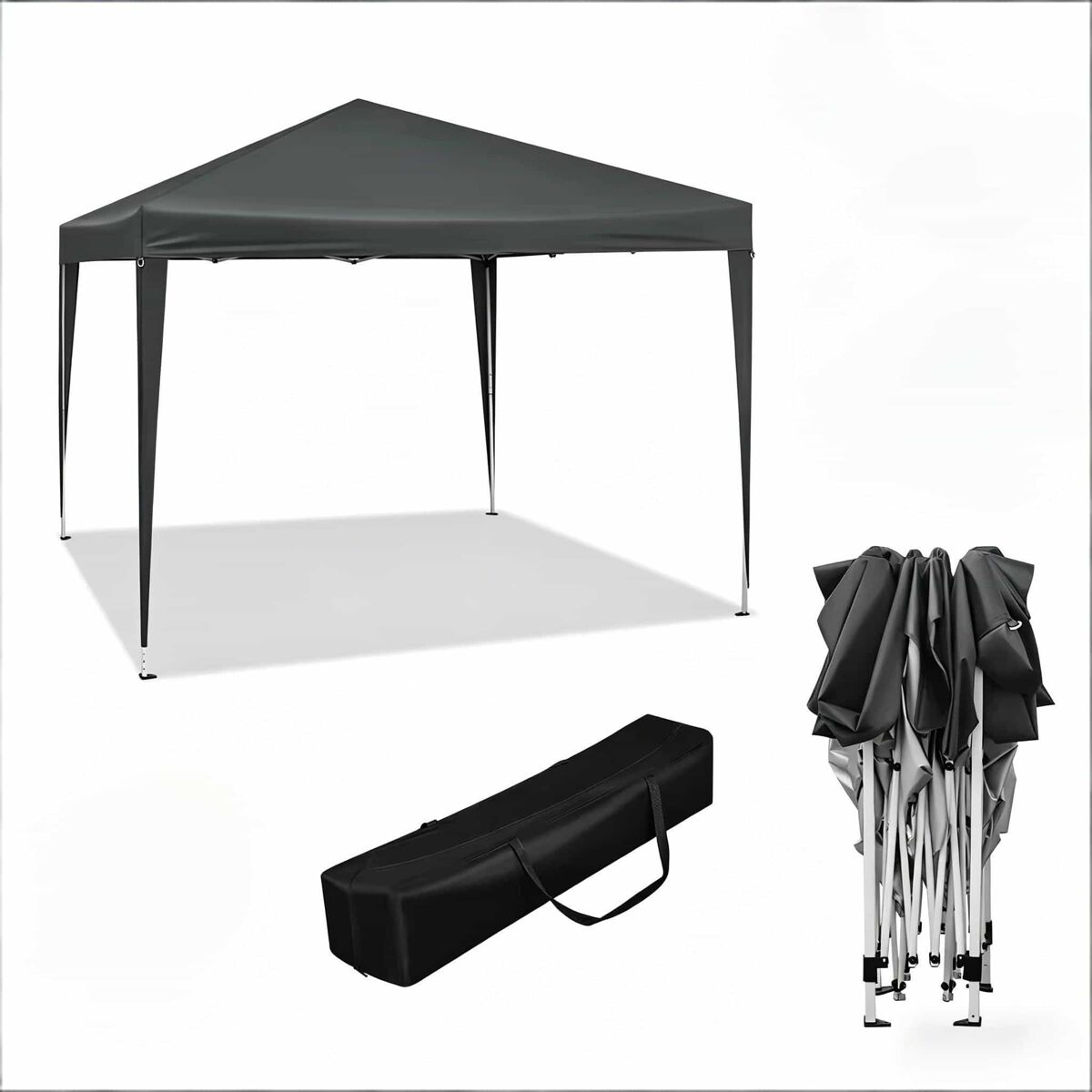 Gazebo plegable 300x300cm - portátil con bolsa de transporte, montaje rápido para exteriores - antracita