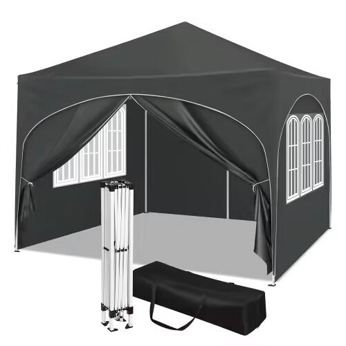 Carpa de jardín 300x300 cm - protección solar instantánea, con bolsa de transporte, para fiestas y exteriores - gris