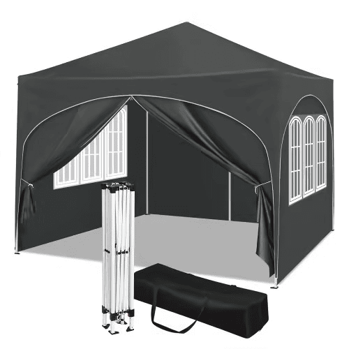 Tenda de jardim 300 x 300 cm - Proteção solar instantânea, com saco de transporte, para festas e espaços exteriores - Cinzento