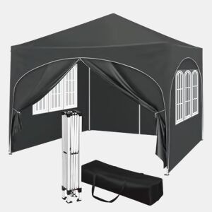 Tenda de jardim 300 x 300 cm - Proteção solar instantânea, com saco de transporte, para festas e espaços exteriores - Cinzento
