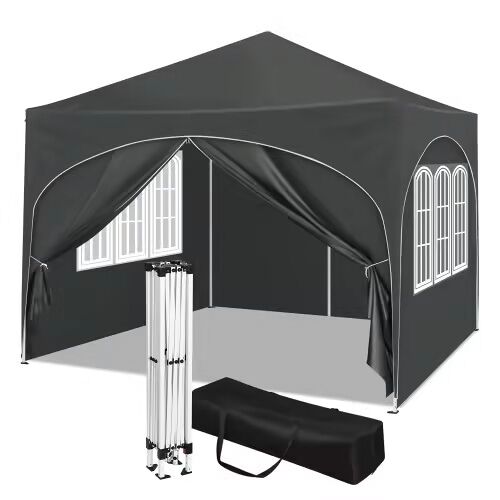 Carpa de jardín 300x300 cm - protección solar instantánea, con bolsa de transporte, para fiestas y exteriores - gris