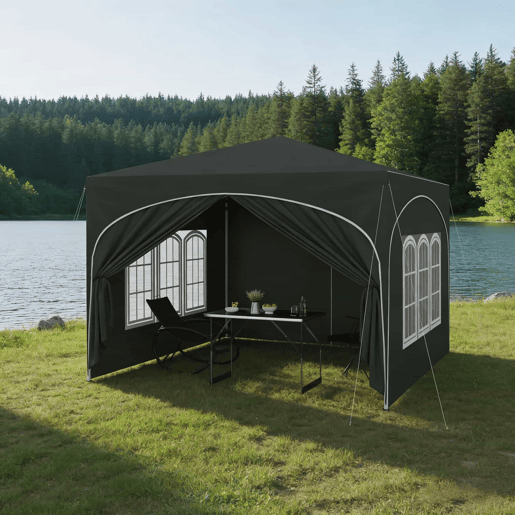 Tenda de jardim 300 x 300 cm - Proteção solar instantânea, com saco de transporte, para festas e espaços exteriores - Cinzento
