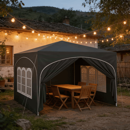 Tenda de jardim 300 x 300 cm - Proteção solar instantânea, com saco de transporte, para festas e espaços exteriores - Cinzento