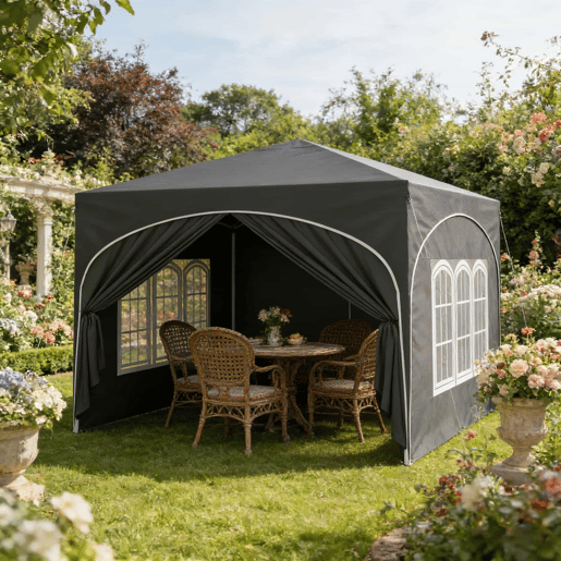 Tenda de jardim 300 x 300 cm - Proteção solar instantânea, com saco de transporte, para festas e espaços exteriores - Cinzento