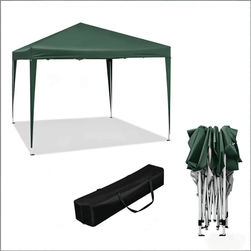 Gazebo dobrável 300x300 cm - portátil com saco de transporte, cobertura retrátil para exterior e festas - Verde Gazebo dobrável 300x300 cm - portátil com saco de transporte, cobertura retrátil para exterior e festas - Verde