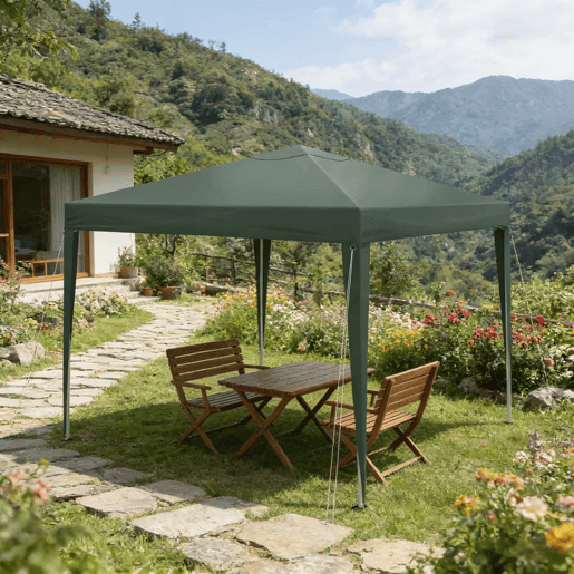 Gazebo dobrável 300x300 cm - portátil com saco de transporte, cobertura retrátil para exterior e festas - Verde Gazebo dobrável 300x300 cm - portátil com saco de transporte, cobertura retrátil para exterior e festas - Verde