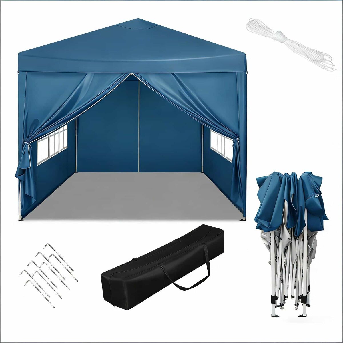 Gazebo de jardín - protección exterior para patio, bodas, catering y eventos - azul