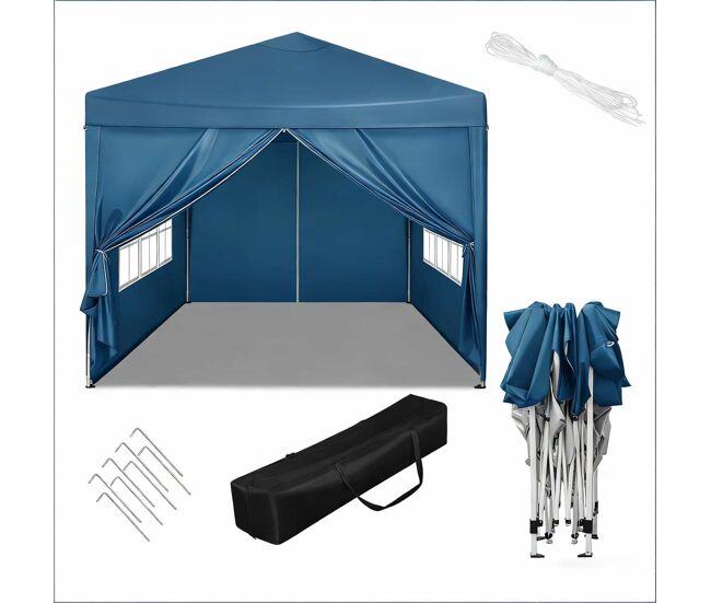 Gazebo de jardín - protección exterior para patio, bodas, catering y eventos - azul
