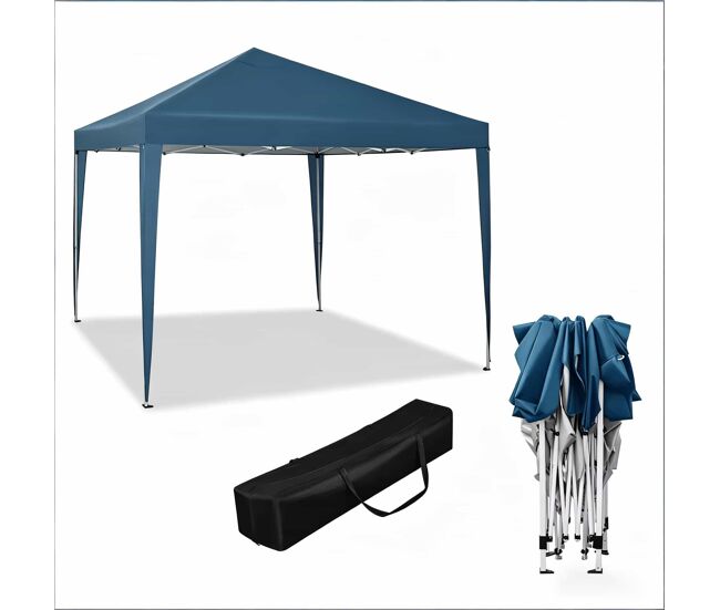 Cenador plegable 300x300 cm - portátil con techo pop up y bolsa de transporte para exterior - azul