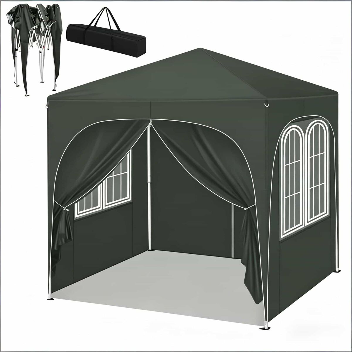 Cenador de jardín 200x200x250 cm - protección exterior para eventos y fiestas - gris