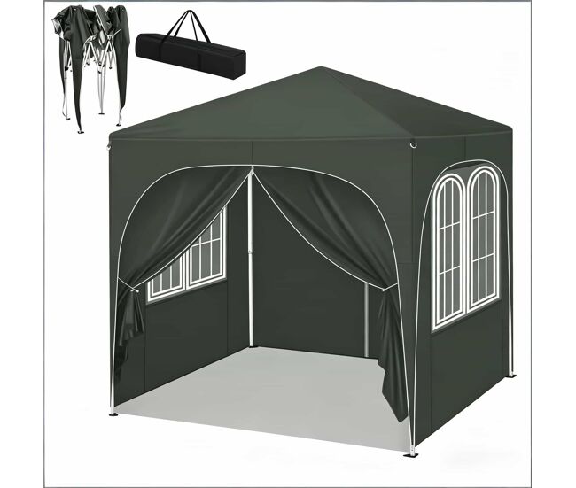 Cenador de jardín 200x200x250 cm - protección exterior para eventos y fiestas - gris