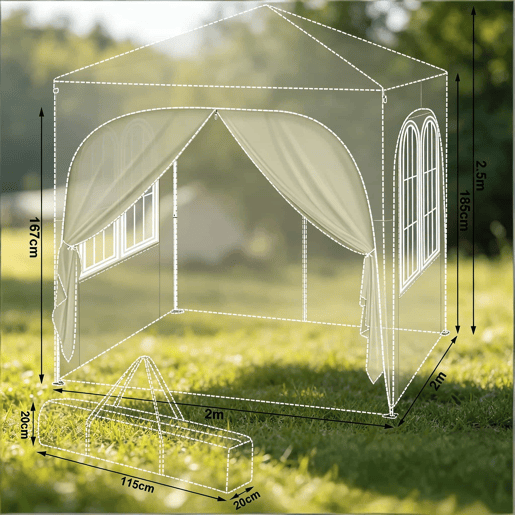 Gazebo de jardim 200x200x250 cm - Proteção exterior para eventos e festas - Cinzento Gazebo de jardim 200x200x250 cm - Proteção exterior para eventos e festas - Cinzento