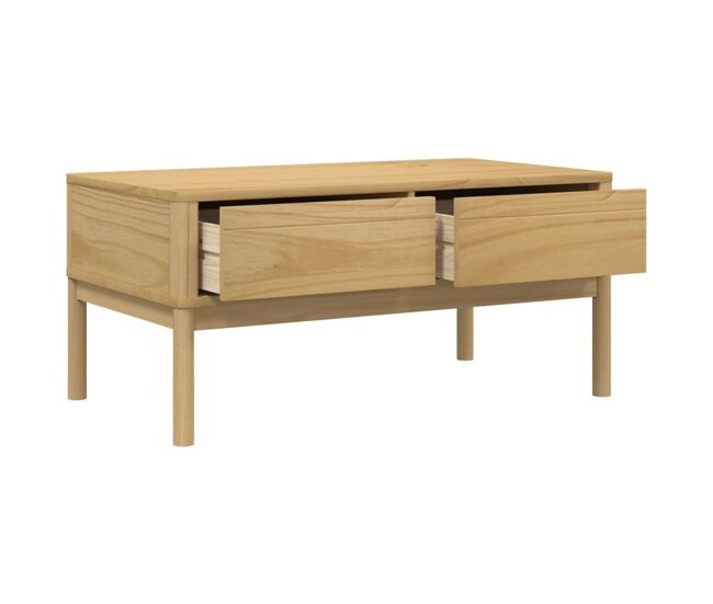Mesa de centro floro 2 cajones madera de pino natural 45x99x55,5 cm