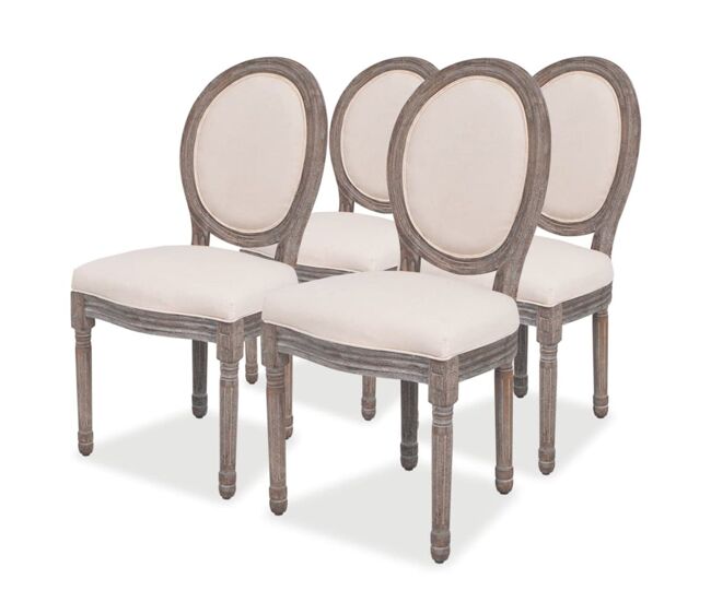 Pack de 4 sillas de comedor carlos v tapizado en lino crema