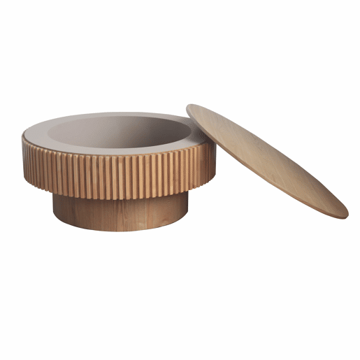 Mesa de centro redonda de 75 cm u2014 moderna, com espaço de arrumação e acabamento em madeira natural u2014 madeira natural Mesa de centro redonda de 75 cm u2014 moderna, com espaço de arrumação e acabamento em madeira natural u2014 madeira natural