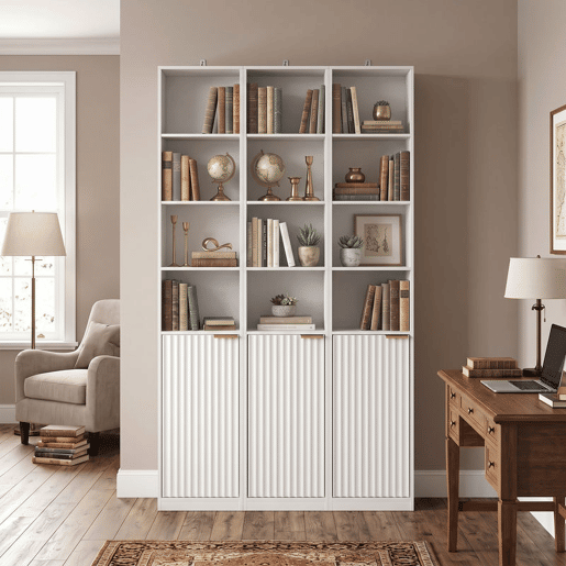 HOMCOM Estante para Livros de 6 Níveis, Alta e Estreita, com 4 Prateleiras Abertas, Porta e Prateleira Ajustável, 30x24x182 cm, Branco