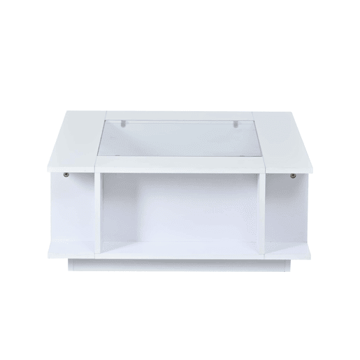 Mesa de centro 70x70x30 cm - quadrada, vidro, alto brilho, LED, aglomerado, 30 kg - branca Mesa de centro 70x70x30 cm - quadrada, vidro, alto brilho, LED, aglomerado, 30 kg - branca