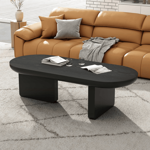 Mesa de centro 119,7 x 49,8 x 35,5 cm - moderna e minimalista, oval, em MDF com acabamento em pintura pulverizada, mesa de sala, para sofá e café - preta Mesa de centro 119,7 x 49,8 x 35,5 cm - moderna e minimalista, oval, em MDF com acabamento em pintura pulverizada, mesa de sala, para sofá e café - preta