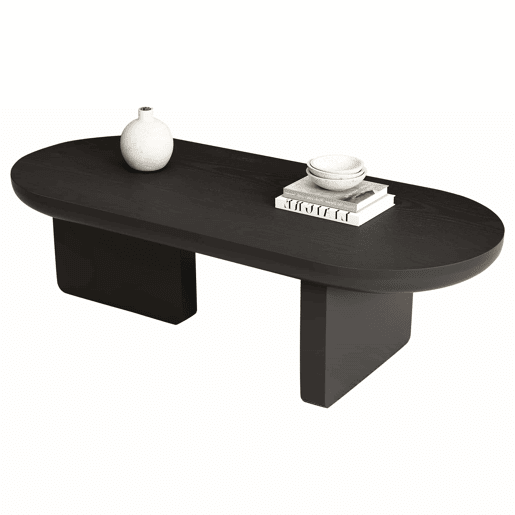 Mesa de centro 119,7 x 49,8 x 35,5 cm - moderna e minimalista, oval, em MDF com acabamento em pintura pulverizada, mesa de sala, para sofá e café - preta Mesa de centro 119,7 x 49,8 x 35,5 cm - moderna e minimalista, oval, em MDF com acabamento em pintura pulverizada, mesa de sala, para sofá e café - preta