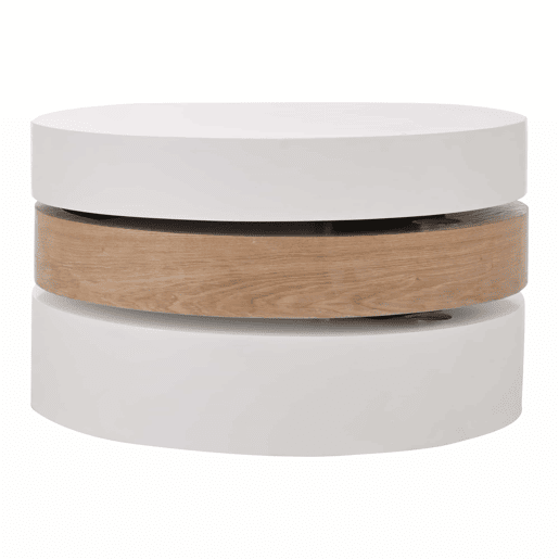 Mesa de centro cilíndrica - tampo giratório a 360° para sala de estar, mesa auxiliar de 3 níveis com 3 superfícies de arrumação, capacidade de carga de 30 kg, madeira de salgueiro com espaço de arrumação - Branco e natural Mesa de centro cilíndrica - tampo giratório a 360° para sala de estar, mesa auxiliar de 3 níveis com 3 superfícies de arrumação, capacidade de carga de 30 kg, madeira de salgueiro com espaço de arrumação - Branco e natural