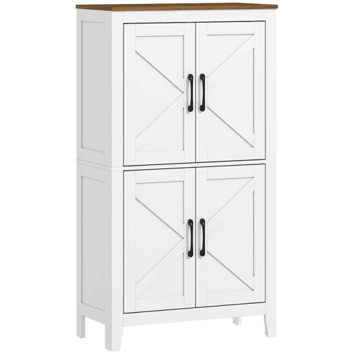 HOMCOM Armário Estreito para Casa de Banho, Móvel Auxiliar com Portas Estilo Celeiro, 4 Prateleiras Ajustáveis, 60x30x110 cm, Branco HOMCOM Armário Estreito para Casa de Banho, Móvel Auxiliar com Portas Estilo Celeiro, 4 Prateleiras Ajustáveis, 60x30x110 cm, Branco