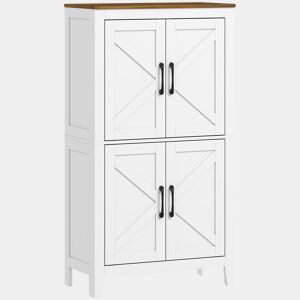 HOMCOM Armário Estreito para Casa de Banho, Móvel Auxiliar com Portas Estilo Celeiro, 4 Prateleiras Ajustáveis, 60x30x110 cm, Branco