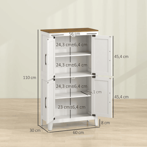 HOMCOM Armário Estreito para Casa de Banho, Móvel Auxiliar com Portas Estilo Celeiro, 4 Prateleiras Ajustáveis, 60x30x110 cm, Branco HOMCOM Armário Estreito para Casa de Banho, Móvel Auxiliar com Portas Estilo Celeiro, 4 Prateleiras Ajustáveis, 60x30x110 cm, Branco