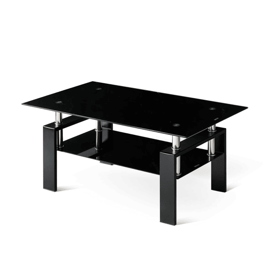 Mesa de centro 100 x 60 x 44 cm - Vidro temperado resistente, design moderno - Preto Mesa de centro 100 x 60 x 44 cm - Vidro temperado resistente, design moderno - Preto