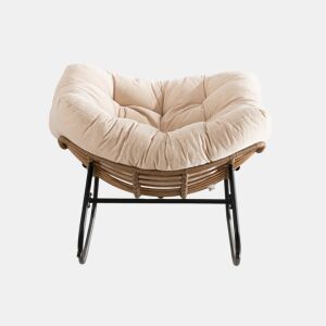 Cadeira de balanço de tamanho padrão - moderna, estofada em chenille, para sala de estar, quarto, quarto de criança e apartamento - bege