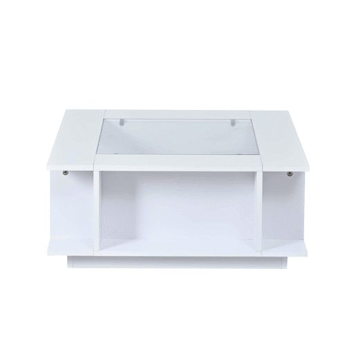 Mesa de centro 70x70x30 cm - quadrada, vidro, alto brilho, LED, aglomerado, 30 kg - branca Mesa de centro 70x70x30 cm - quadrada, vidro, alto brilho, LED, aglomerado, 30 kg - branca