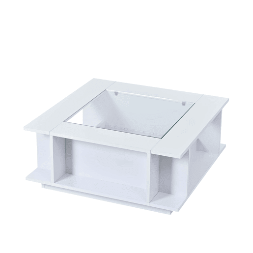 Mesa de centro 70x70x30 cm - quadrada, vidro, alto brilho, LED, aglomerado, 30 kg - branca Mesa de centro 70x70x30 cm - quadrada, vidro, alto brilho, LED, aglomerado, 30 kg - branca