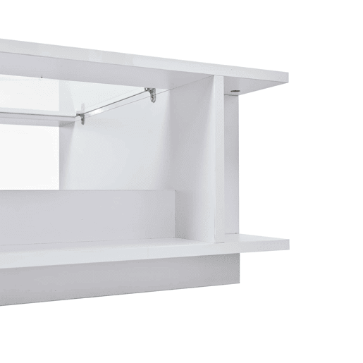 Mesa de centro 70x70x30 cm - quadrada, vidro, alto brilho, LED, aglomerado, 30 kg - branca Mesa de centro 70x70x30 cm - quadrada, vidro, alto brilho, LED, aglomerado, 30 kg - branca