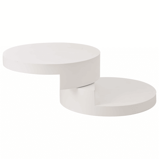 Mesa de centro 70 x 70 x 35,5 cm - Tampo giratório a 360° com luz LED, 2 níveis, capacidade de carga de 30 kg - Branco Mesa de centro 70 x 70 x 35,5 cm - Tampo giratório a 360° com luz LED, 2 níveis, capacidade de carga de 30 kg - Branco