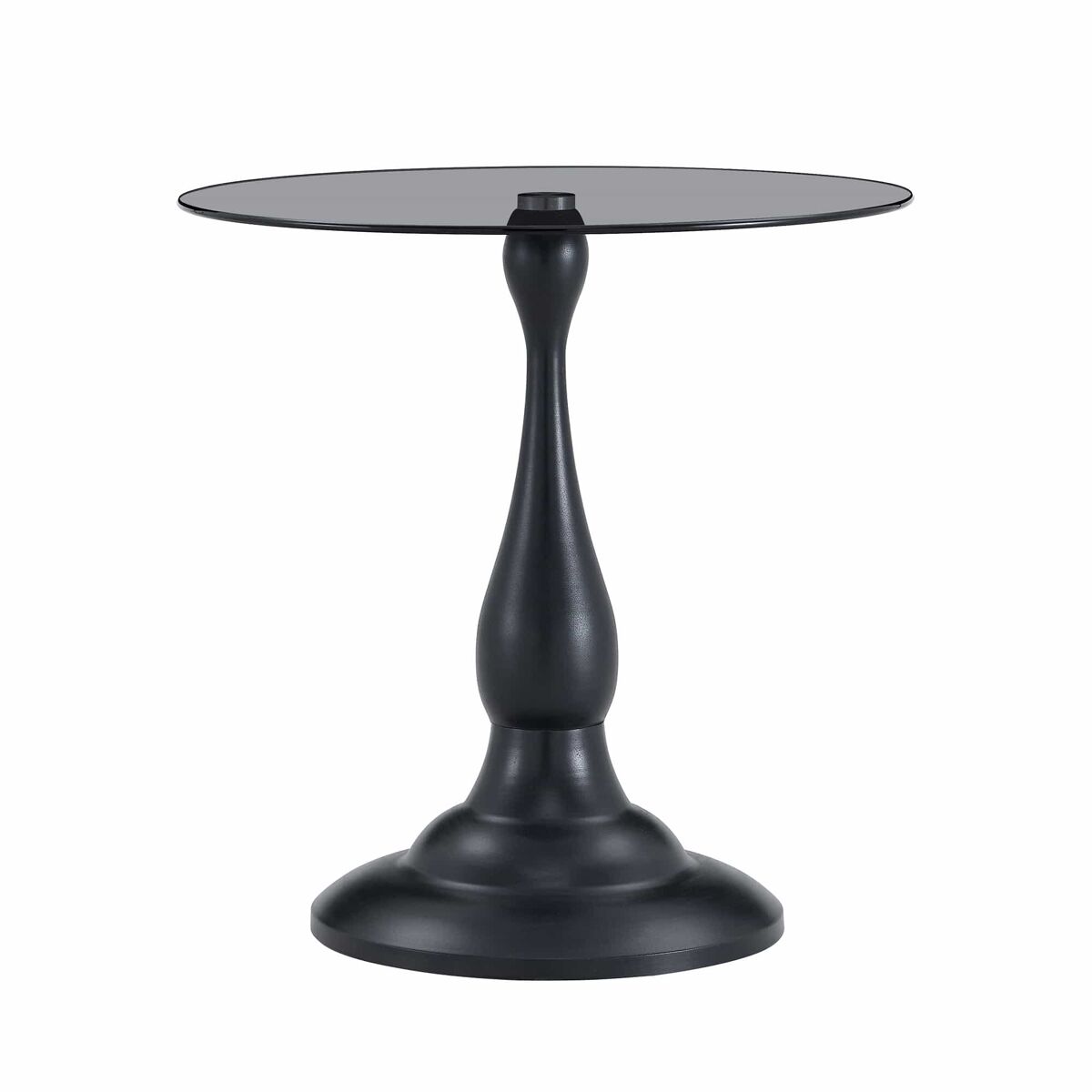 Mesa auxiliar redonda 50x50x51,5 cm - cristal templado elegante con base estable para salón y dormitorio - negro