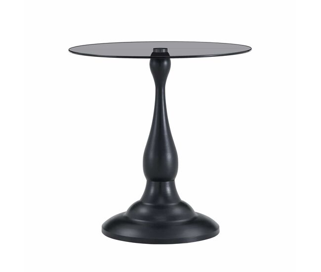 Mesa auxiliar redonda 50x50x51,5 cm - cristal templado elegante con base estable para salón y dormitorio - negro