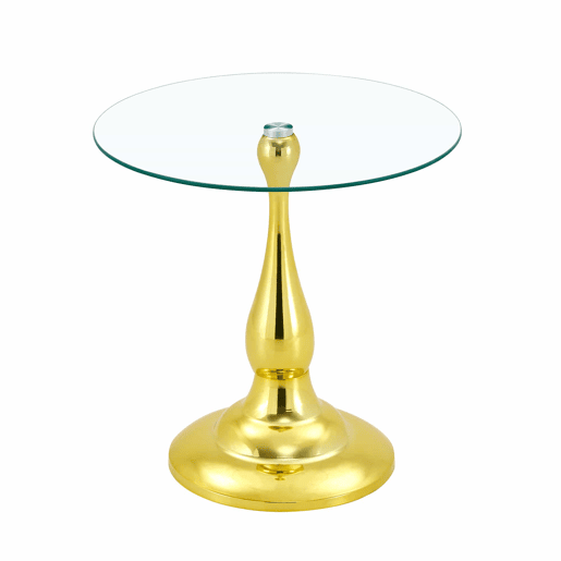 Mesa auxiliar redonda 50x50 cm - Vidro temperado e base estável, design moderno e compacto para a sala de estar ou o quarto - Dourado Mesa auxiliar redonda 50x50 cm - Vidro temperado e base estável, design moderno e compacto para a sala de estar ou o quarto - Dourado