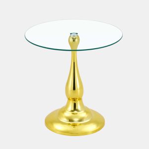 Mesa auxiliar redonda 50x50 cm - Vidro temperado e base estável, design moderno e compacto para a sala de estar ou o quarto - Dourado