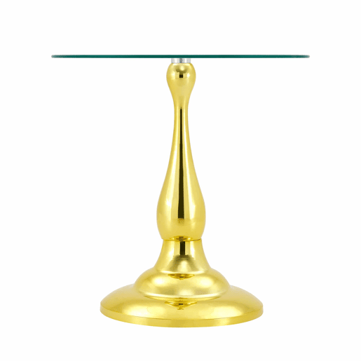 Mesa auxiliar redonda 50x50 cm - Vidro temperado e base estável, design moderno e compacto para a sala de estar ou o quarto - Dourado Mesa auxiliar redonda 50x50 cm - Vidro temperado e base estável, design moderno e compacto para a sala de estar ou o quarto - Dourado