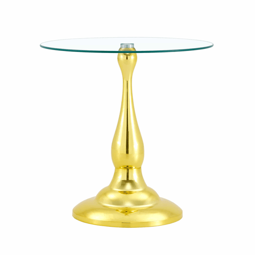 Mesa auxiliar redonda 50x50 cm - Vidro temperado e base estável, design moderno e compacto para a sala de estar ou o quarto - Dourado Mesa auxiliar redonda 50x50 cm - Vidro temperado e base estável, design moderno e compacto para a sala de estar ou o quarto - Dourado