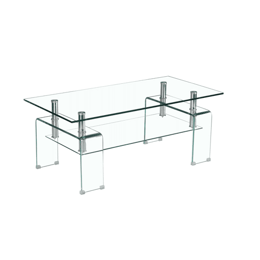 Mesa de centro 100 x 55 cm - Vidro temperado transparente com pés de vidro para sala de estar - Transparente Mesa de centro 100 x 55 cm - Vidro temperado transparente com pés de vidro para sala de estar - Transparente