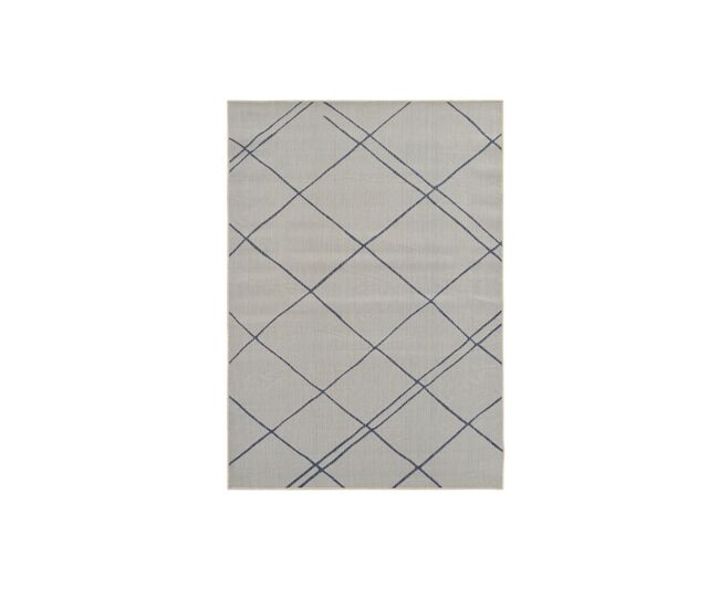 Alfombra exterior 160x220 cm, blanca/azul