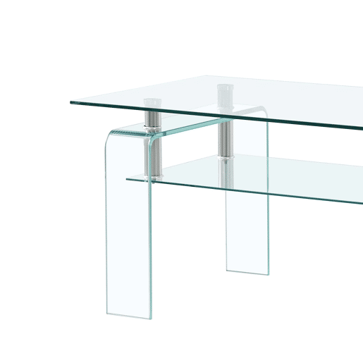 Mesa de centro 100 x 55 cm - Vidro temperado transparente com pés de vidro para sala de estar - Transparente Mesa de centro 100 x 55 cm - Vidro temperado transparente com pés de vidro para sala de estar - Transparente