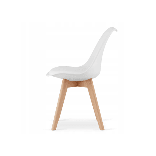 Conjunto de jantar com mesa 80 × 80 cm com painel para móveis com revestimento de PVC, acabamento carvalho Sonoma, e 4 cadeiras Mark com assento e encosto em plástico, assento acolchoado em couro sintético e pernas de madeira, acabamento branconatural. Conjunto de jantar com mesa 80 × 80 cm com painel para móveis com revestimento de PVC, acabamento carvalho Sonoma, e 4 cadeiras Mark com assento e encosto em plástico, assento acolchoado em couro sintético e pernas de madeira, acabamento branconatural.