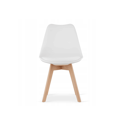 Conjunto de jantar com mesa 80 × 80 cm com painel para móveis com revestimento de PVC, acabamento carvalho Sonoma, e 4 cadeiras Mark com assento e encosto em plástico, assento acolchoado em couro sintético e pernas de madeira, acabamento branconatural. Conjunto de jantar com mesa 80 × 80 cm com painel para móveis com revestimento de PVC, acabamento carvalho Sonoma, e 4 cadeiras Mark com assento e encosto em plástico, assento acolchoado em couro sintético e pernas de madeira, acabamento branconatural.
