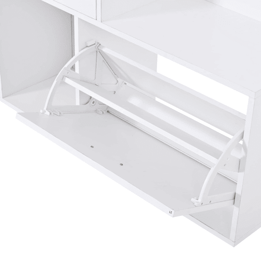 Móvel de entrada com cabideiro e banco para sapatos 90x30x180 cm - 2 gavetas, 3 ganchos, espelho de vidro, 3 prateleiras - branco Móvel de entrada com cabideiro e banco para sapatos 90x30x180 cm - 2 gavetas, 3 ganchos, espelho de vidro, 3 prateleiras - branco