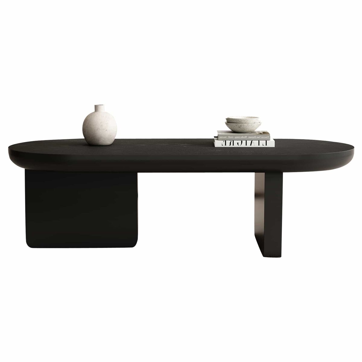 mesa de centro 1197 x 498 x 355 cm - moderna minimalista ovalada mdf con acabado en pintura pulverizada mesa de salon sofa y cafe - negro