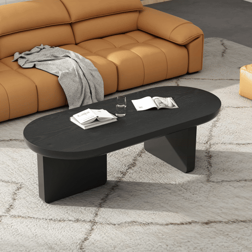 Mesa de centro 119,7 x 49,8 x 35,5 cm - moderna e minimalista, oval, em MDF com acabamento em pintura pulverizada, mesa de sala, para sofá e café - preta Mesa de centro 119,7 x 49,8 x 35,5 cm - moderna e minimalista, oval, em MDF com acabamento em pintura pulverizada, mesa de sala, para sofá e café - preta